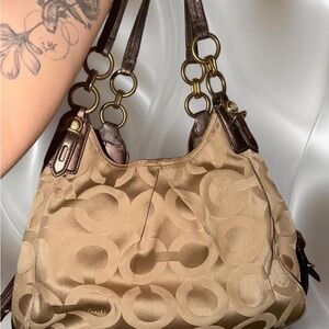 Coach Maggie Tan Signature Shoulder Bag